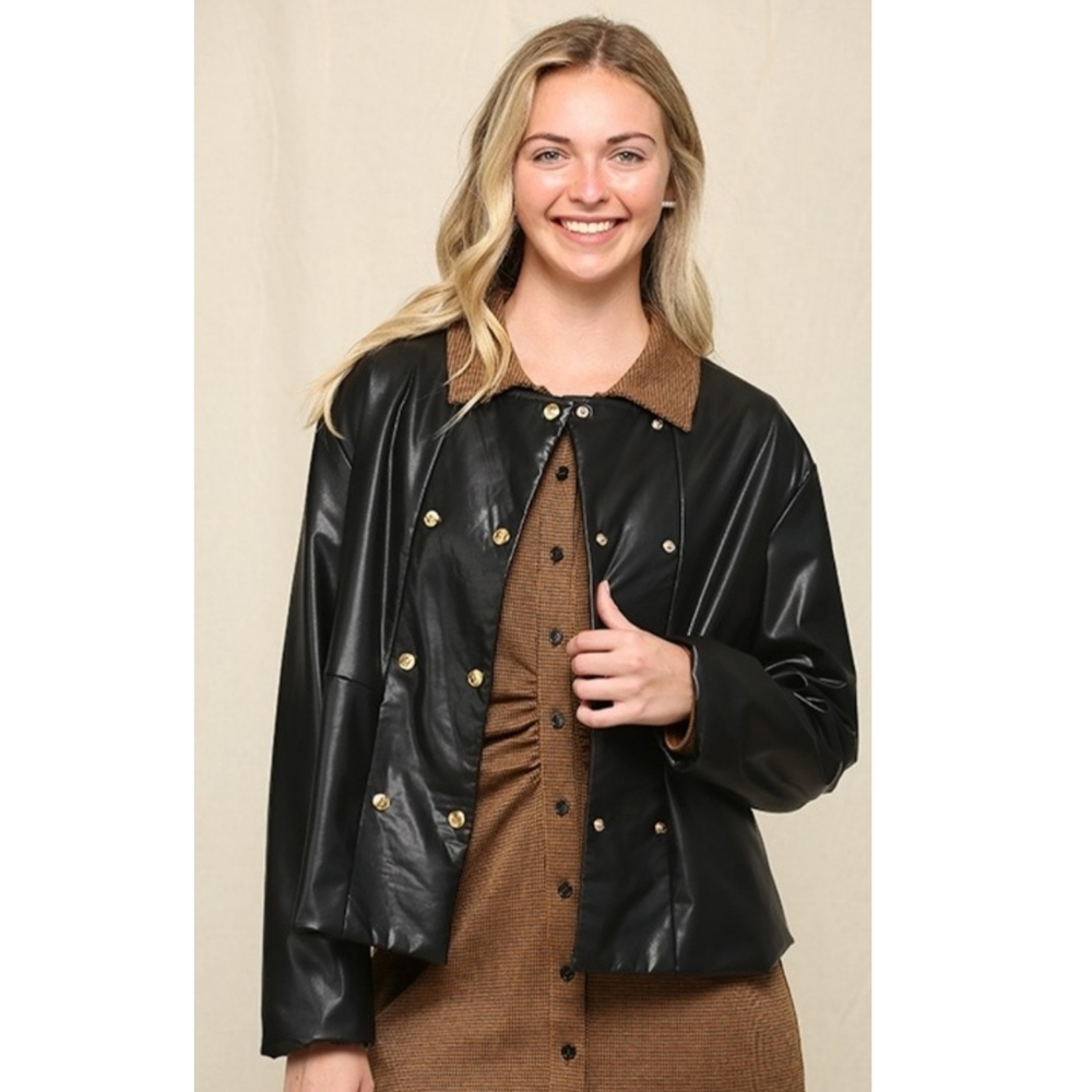 GIGIO FAUX LEATHER DOUBLE BUTTON JACKET. NWT - Picture 3 of 8